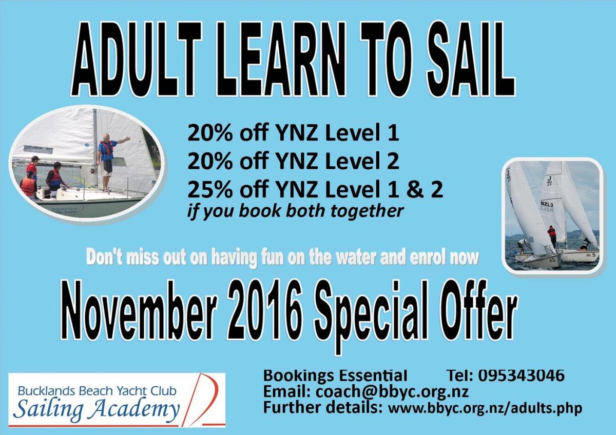 Adult Learn-To-Sail November Special at Bucklands Beach Yacht Club |  Yachting New Zealand